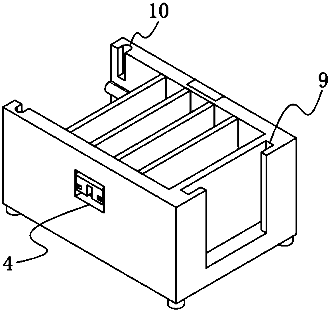 Rail type partition plate medicine containing box