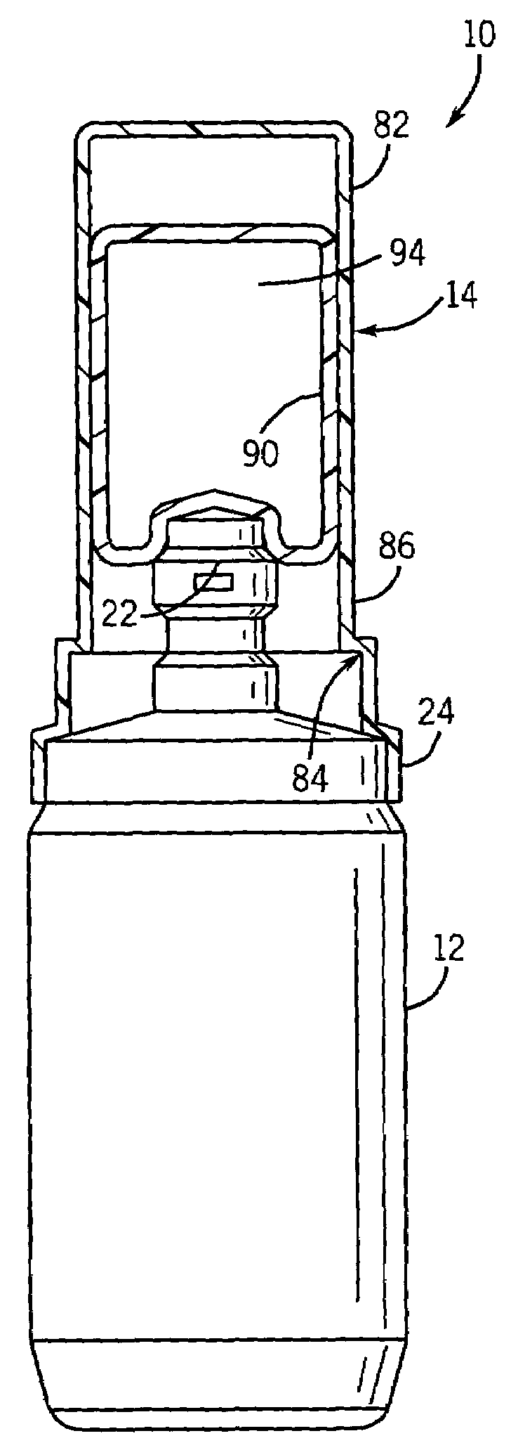 Blow fill sealed container with twist off top operated by overcap and method of forming the same