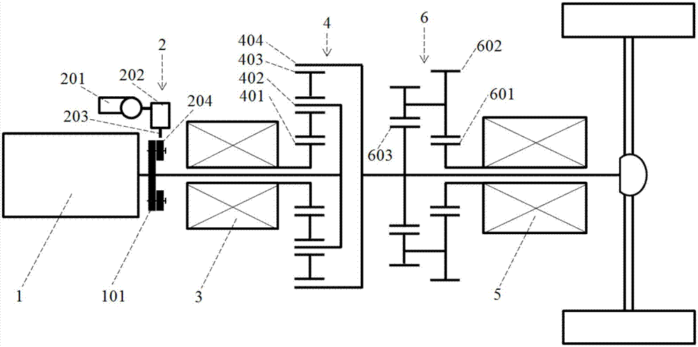 Engine locking double-motor single-planetary-line two-stage speed reduction hybrid power system