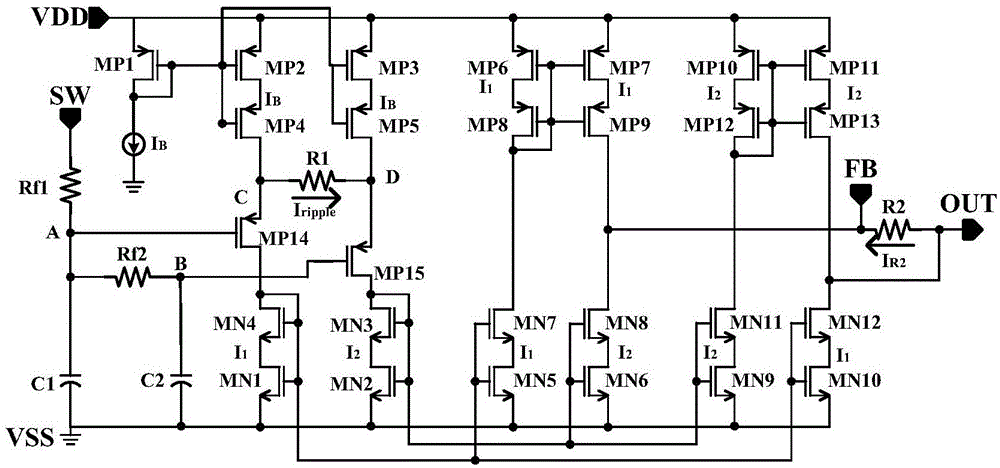 Ripple compensation circuit based on COT (constant on-time) mode buck converter