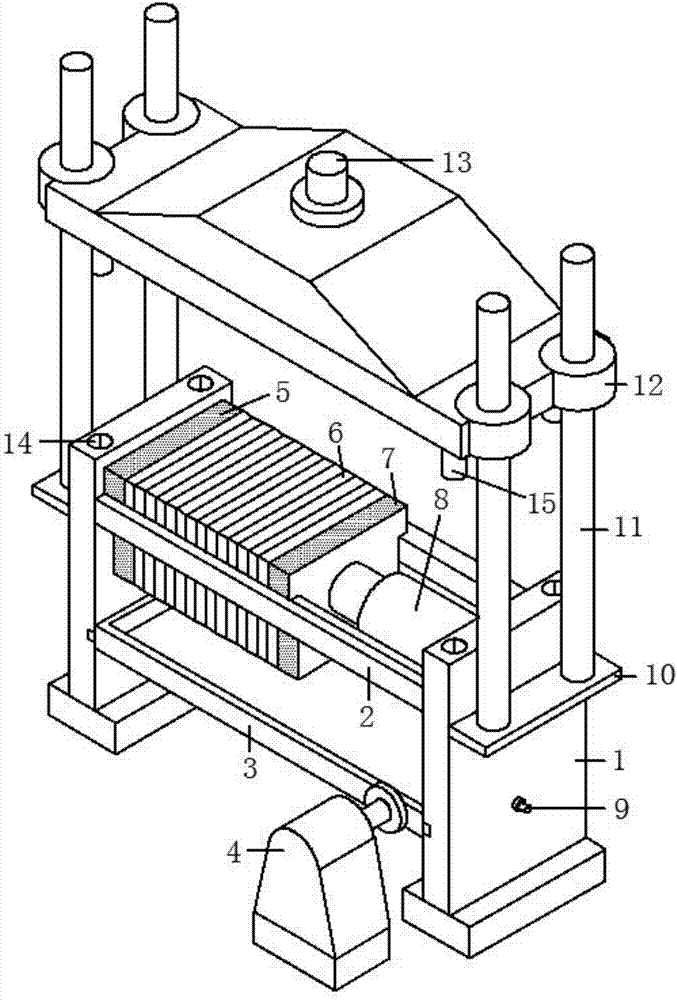 Box type filter press with automatic vibration and beating device