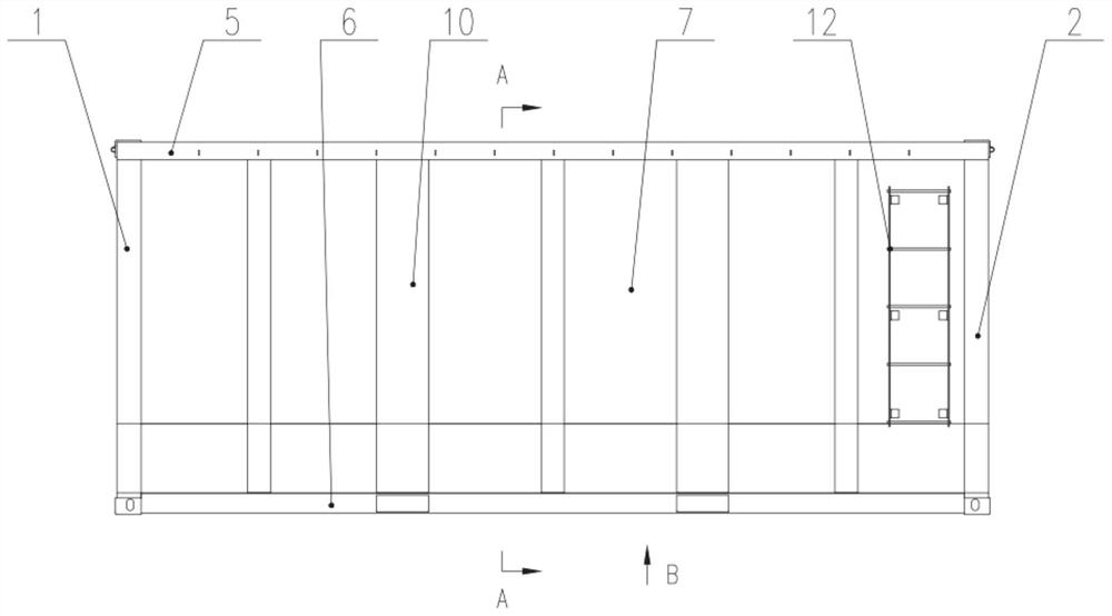 Open-top container and transport vehicle