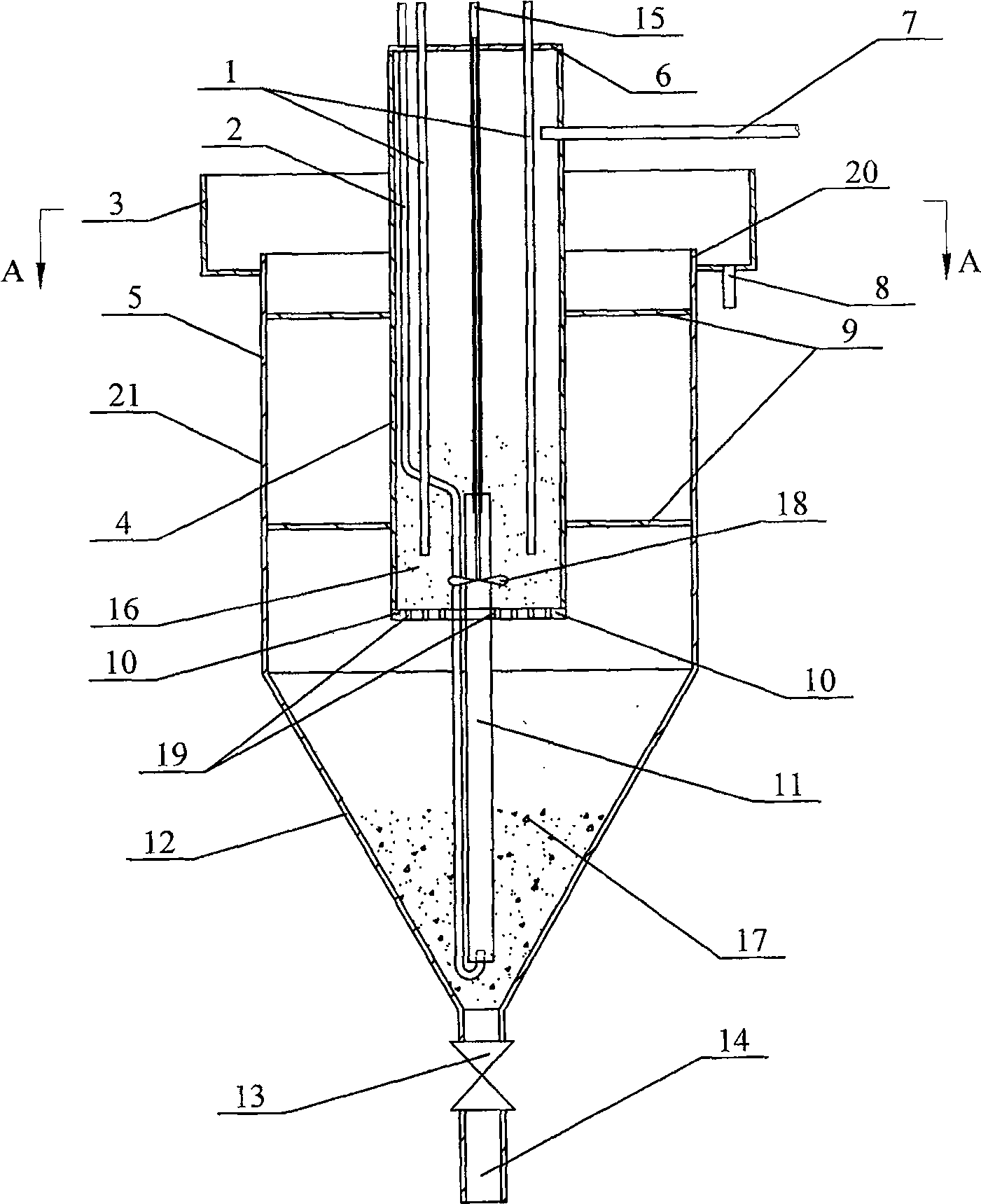 Gas stripping type internal circulation device, and method for recovering nitrogen, phosphor from MAP crystal