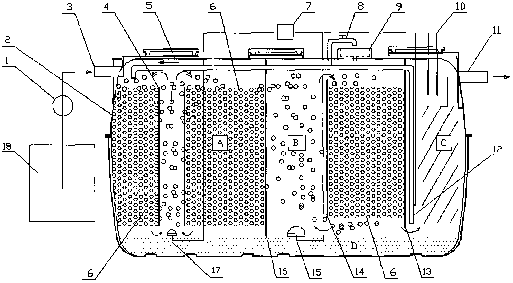 Moving bed type purification tank