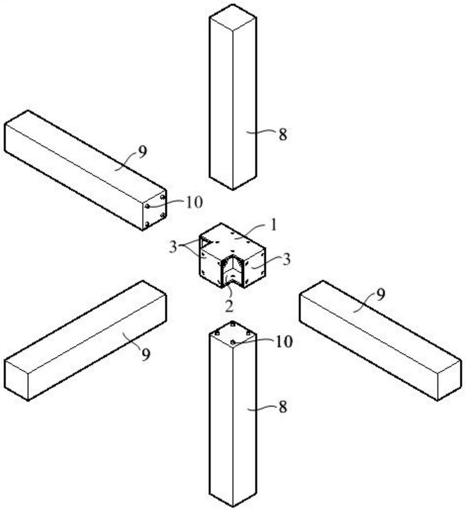 Beam column connecting piece and construction method of wall