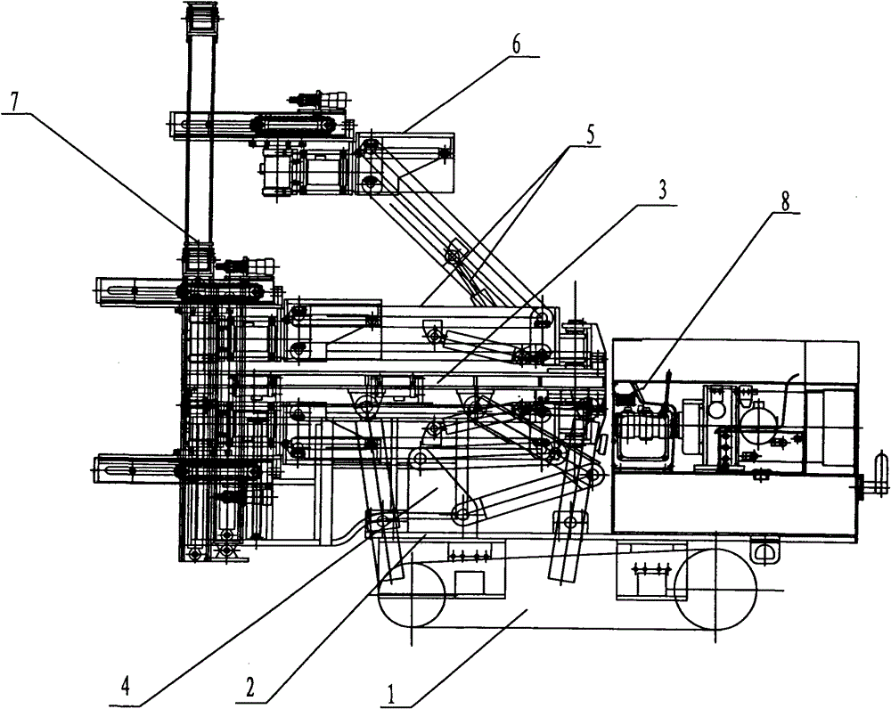 Movable two-platform partitioned four-arm hanging wall anchor rod and anchor cable construction drill carriage