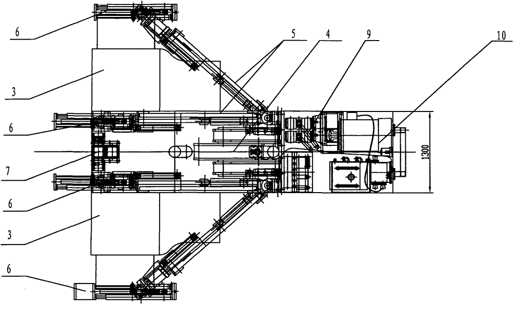 Movable two-platform partitioned four-arm hanging wall anchor rod and anchor cable construction drill carriage