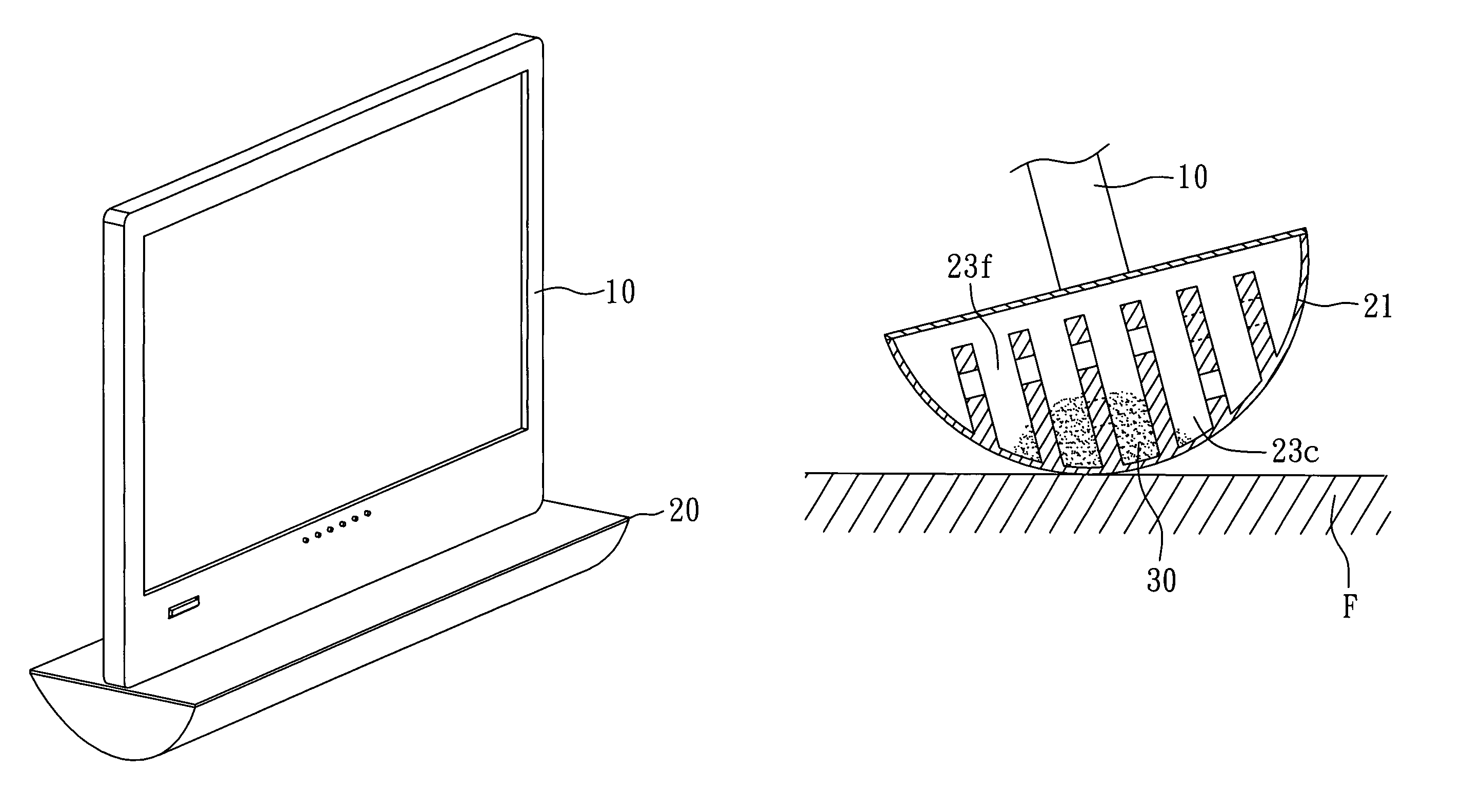 Display with a fluid balance structure