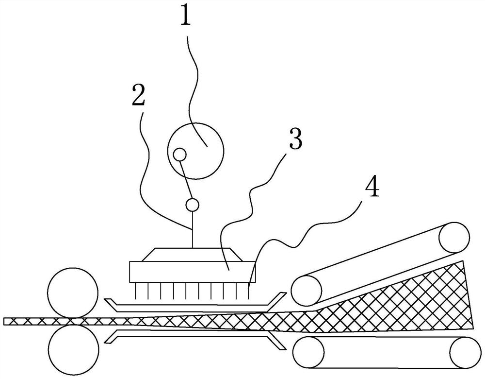 Production process of polyester bag-pasting-preventing needled felt