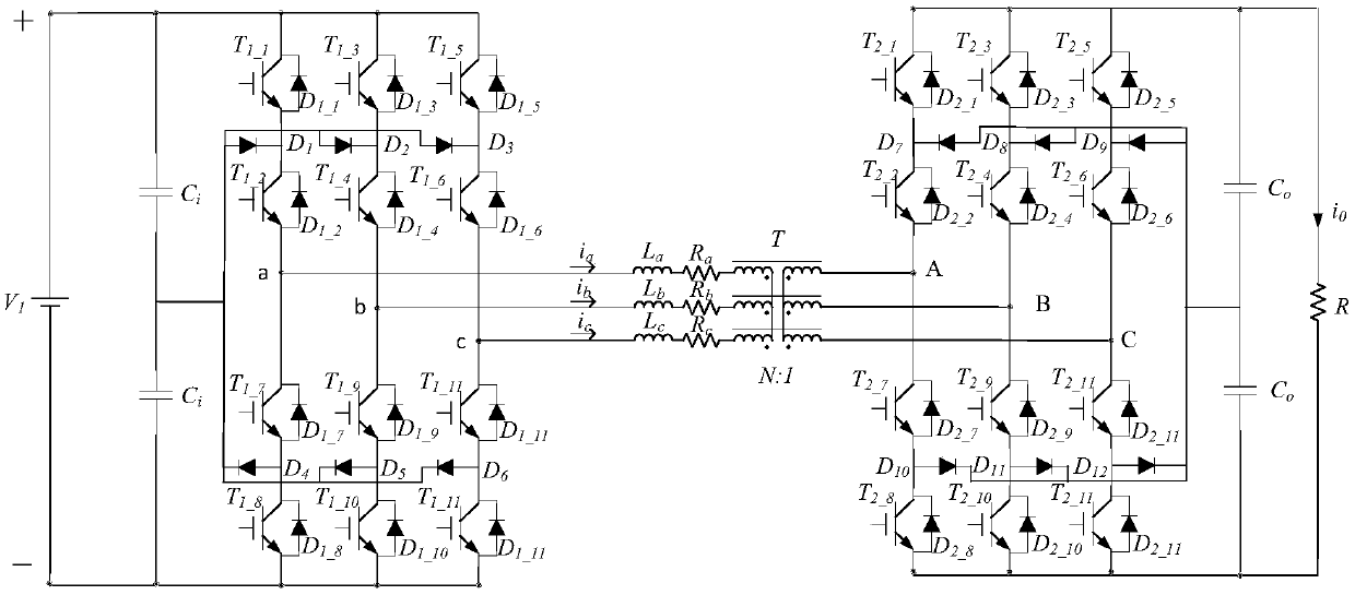 Instantaneous current control method of three-phase dual active bridge DC converter based on npc