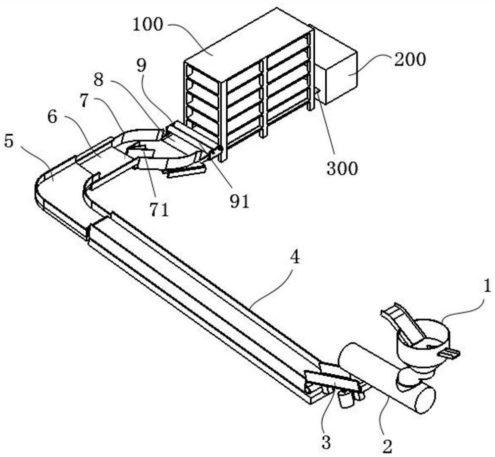 Material stirring and conveying device for cultivating agaricus bisporus