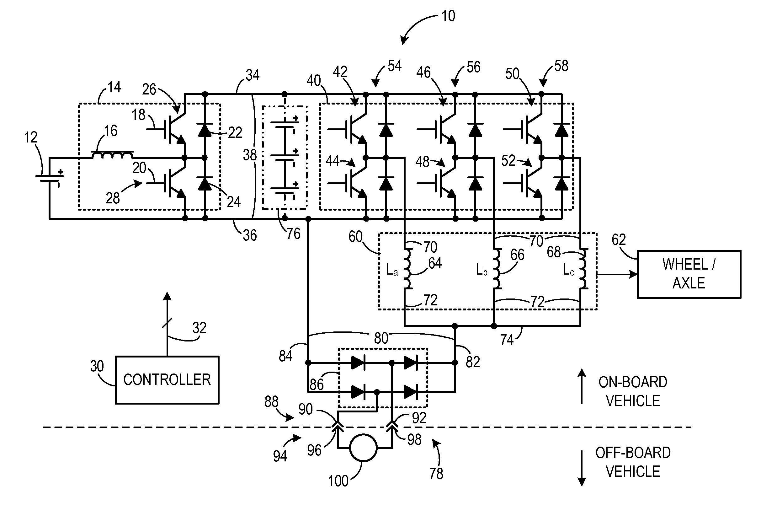 Apparatus for transferring energy using power electronics and machine inductance and method of manufacturing same
