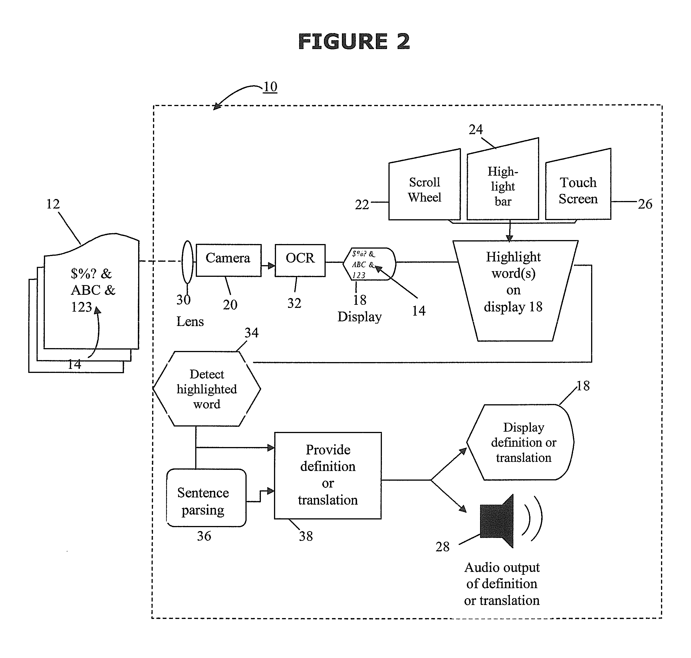 Handheld dictionary and translation apparatus