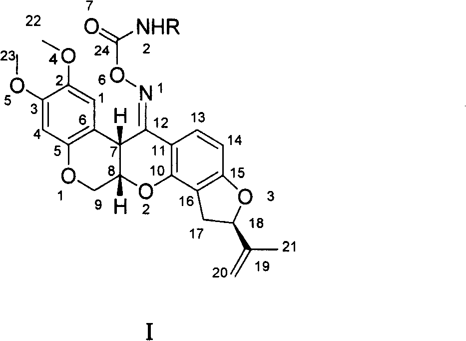 Carbamic tubatoxin oxime ester, preparation and application thereof