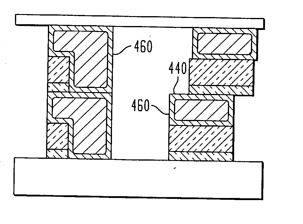 Multilevel interconnect structure containing air gaps and method for making