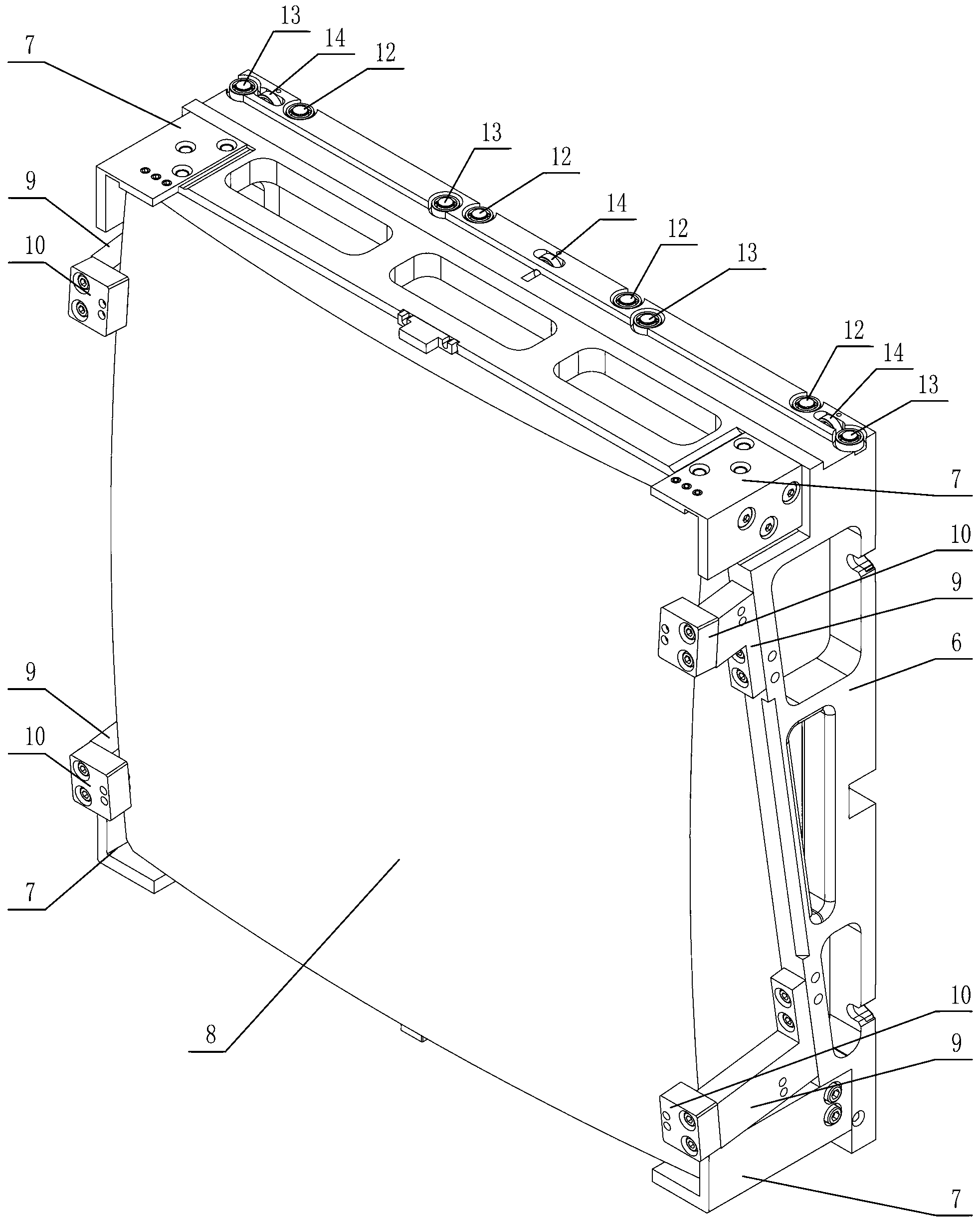 High-flux large-aperture high-precision wedge-shaped lens focusing device and five degrees-of-freedom adjustment method