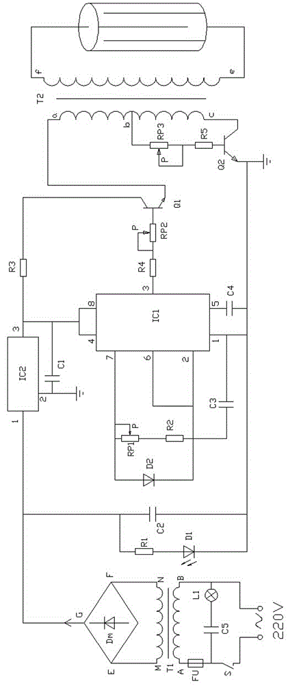 Intelligent burning-preventive electronic deinsectization lamp control circuit