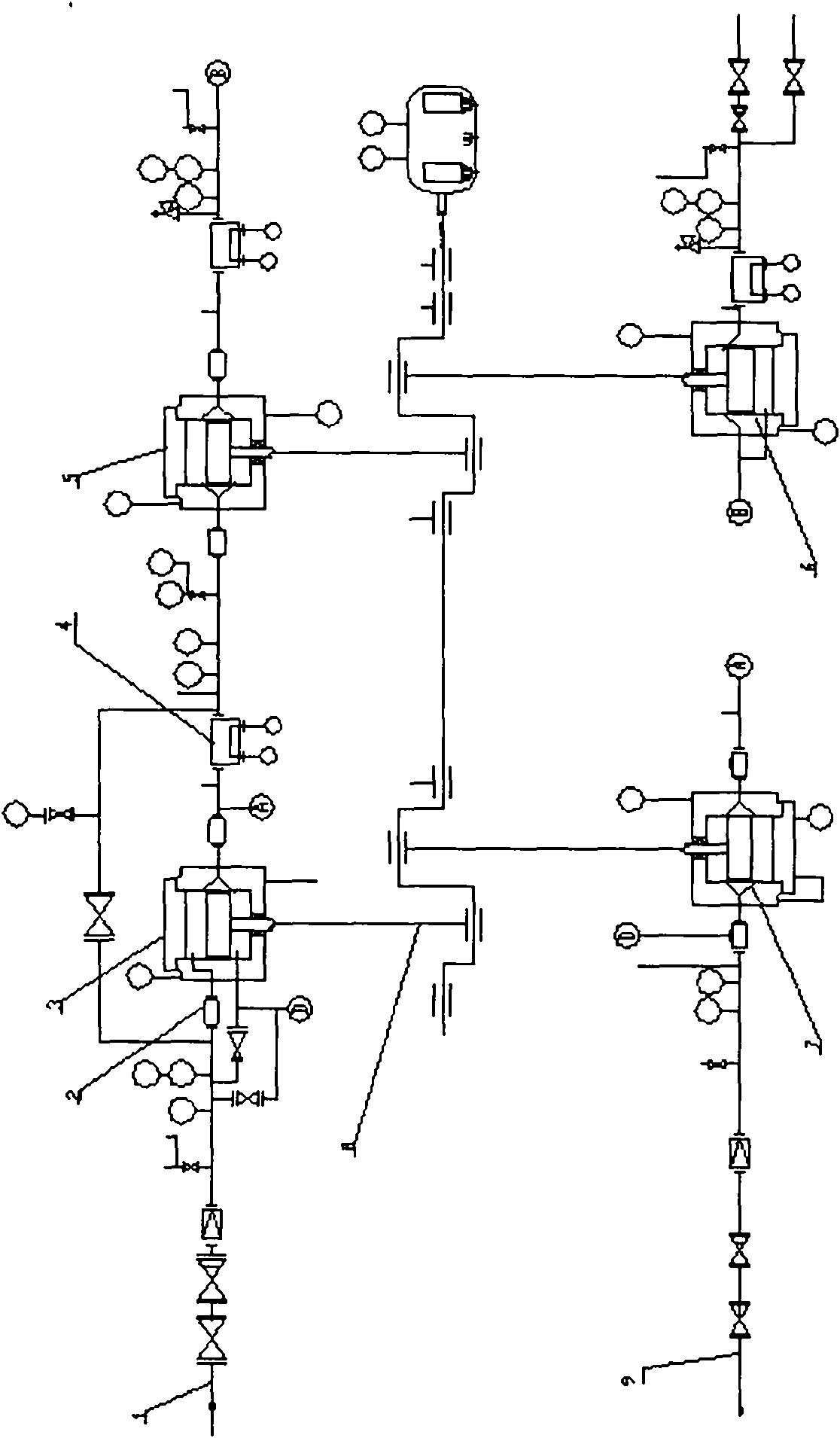 Combined gas piston compressor