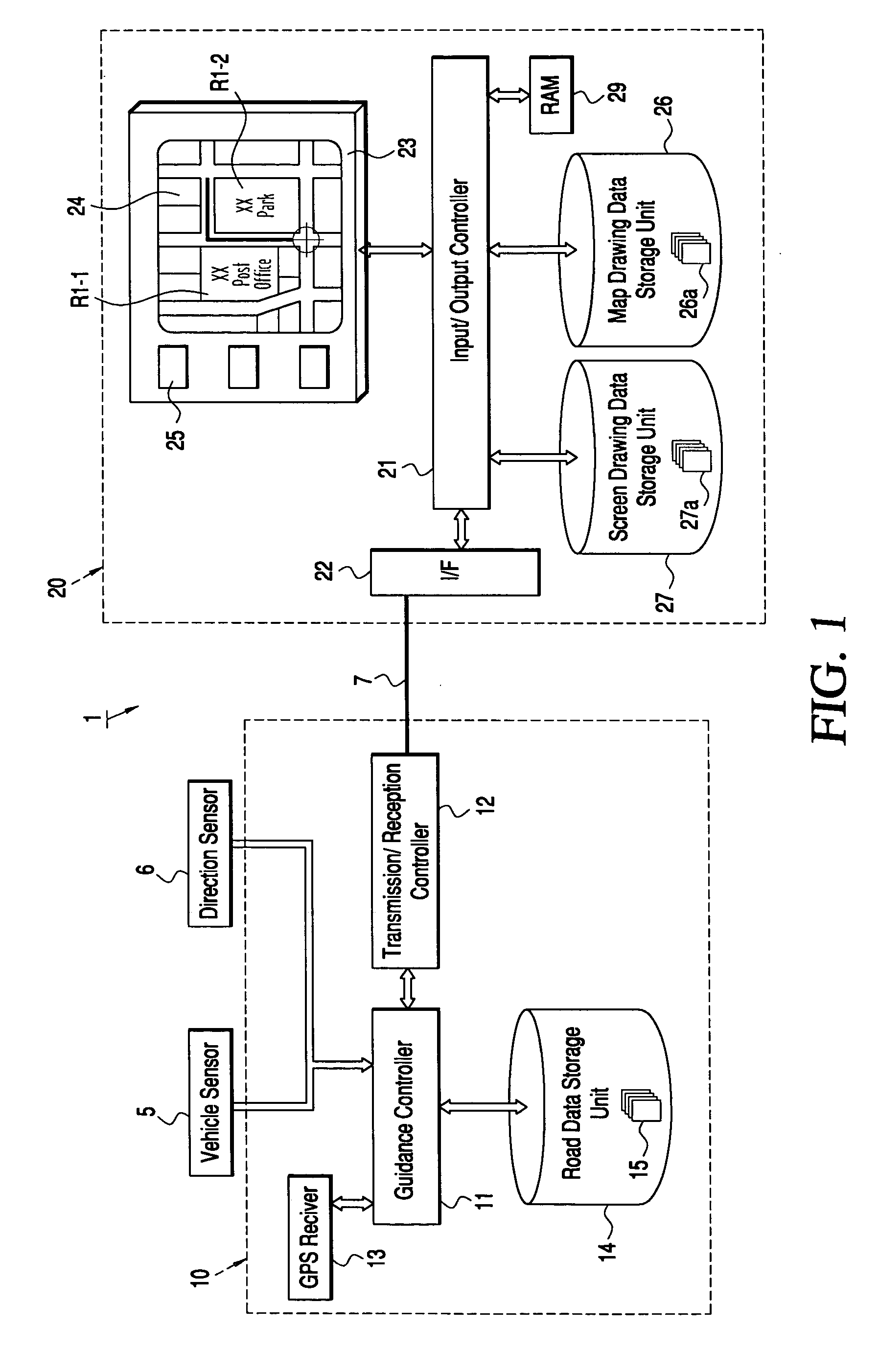 Map drawing method, map drawing system, navigation apparatus and input/output apparatus