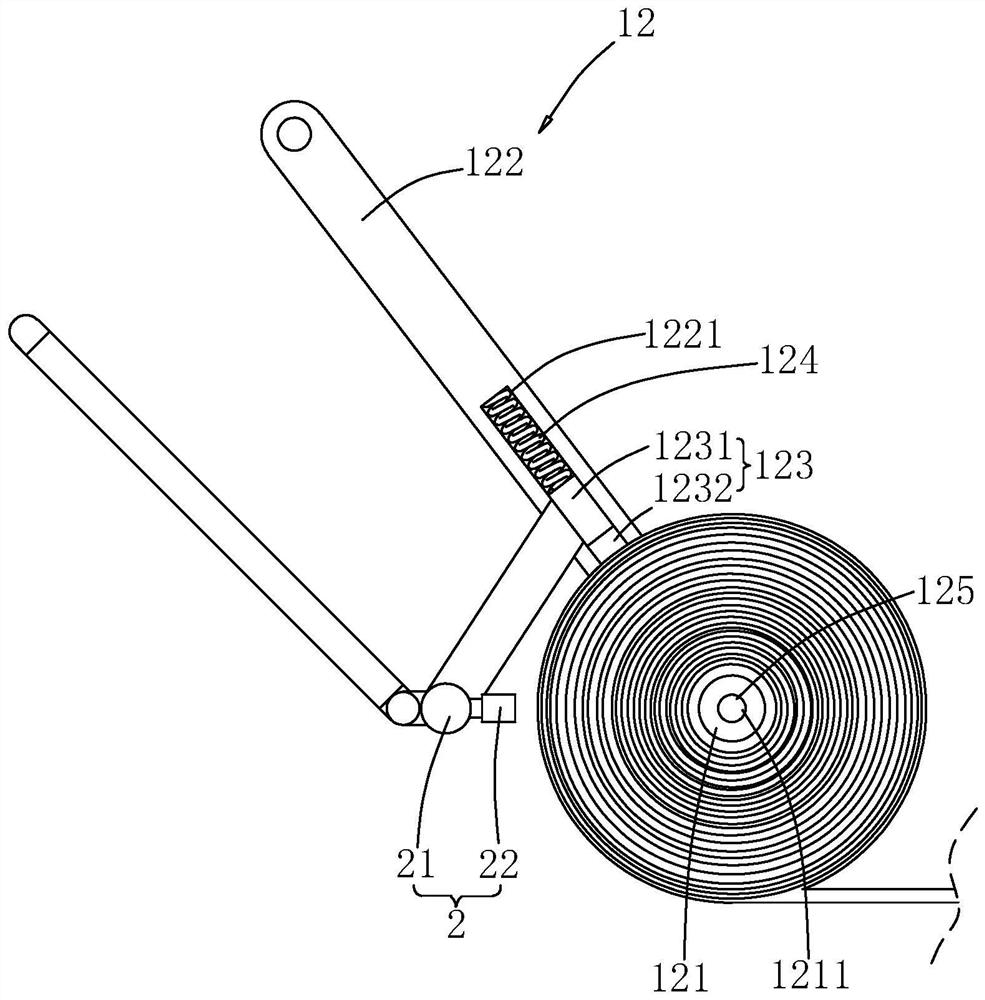 Roof waterproof roll paving device and roof waterproof construction method