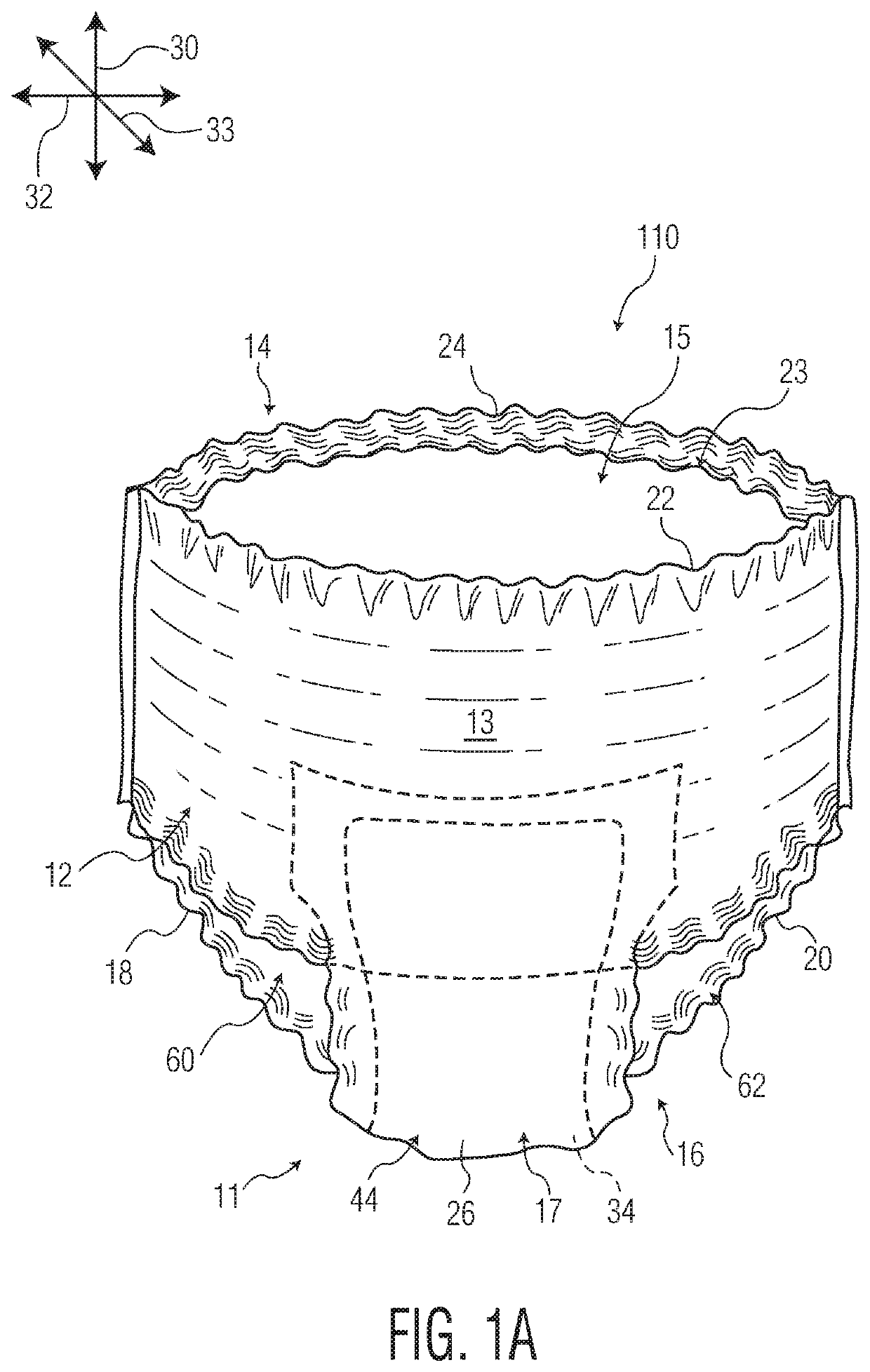 Absorbent article with pocket dividing front and rear regions