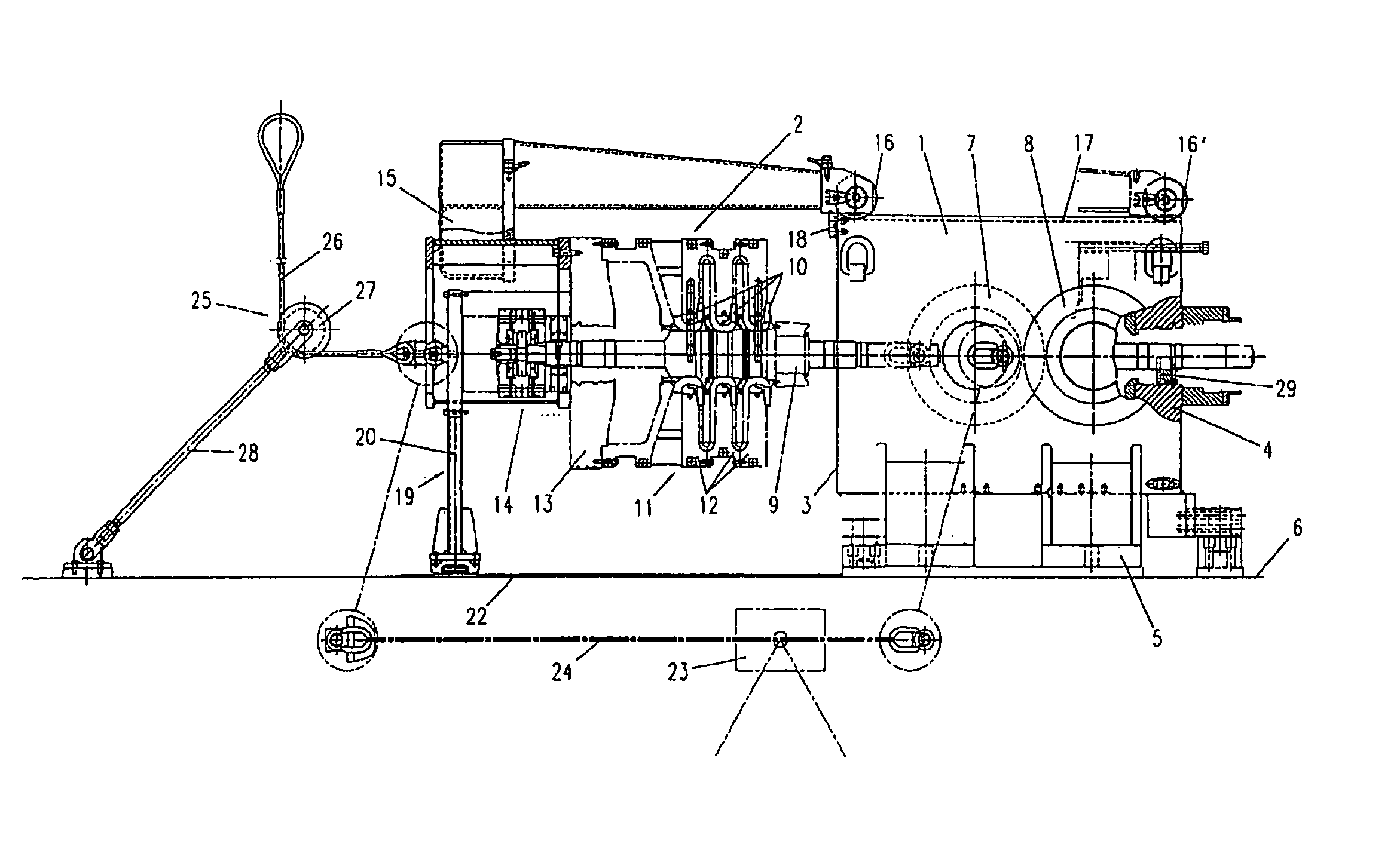 Device for the lateral fitting and removal of a compressor barrel