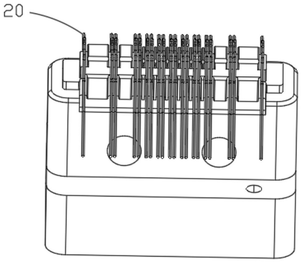 Cantilever needle module for testing micro-spacing connector