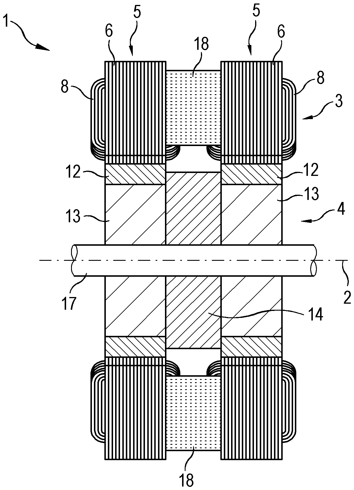 Active radial magnetic bearing with a yoke coil