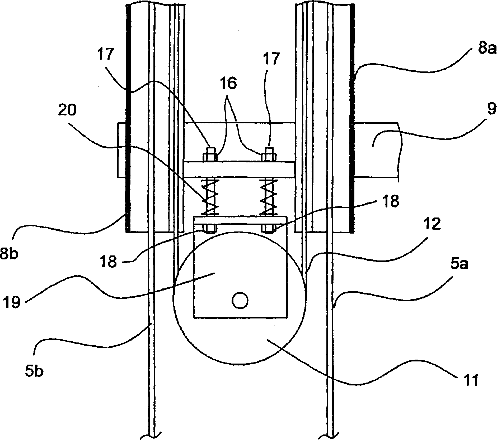Speed controller rope swing preventing device for elevator