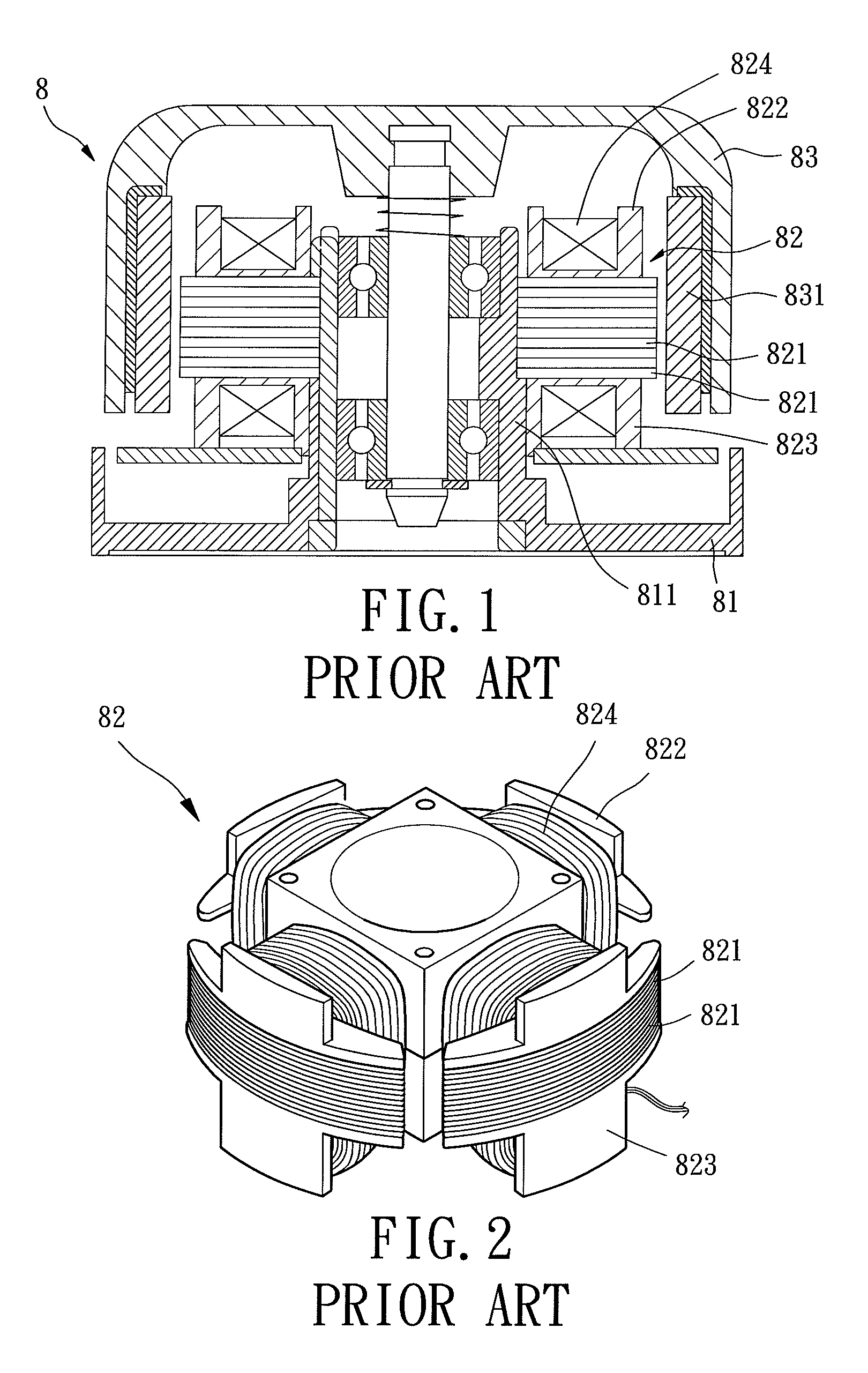 Stator and DC brushless motors including the stator