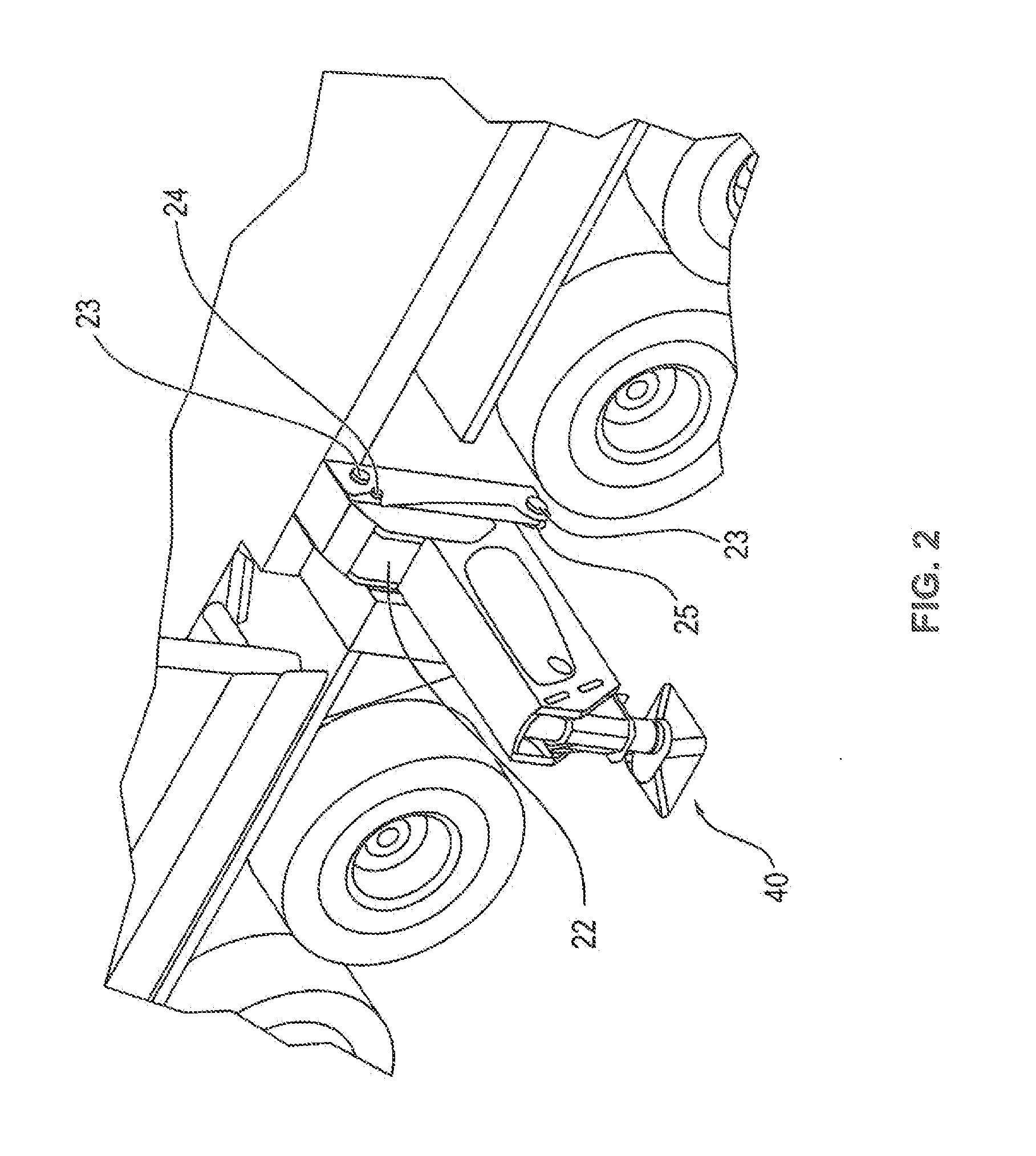Mobile crane, support device, and assembly process for a support device