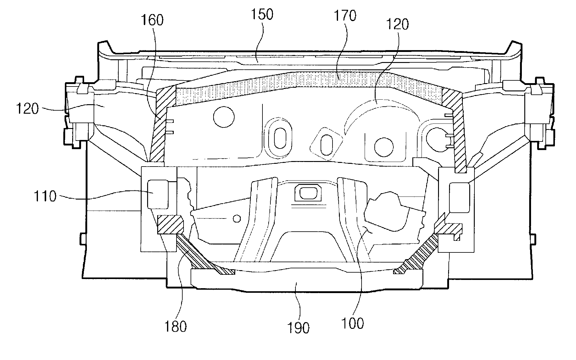 Mounting structure of front body frame in vehicle