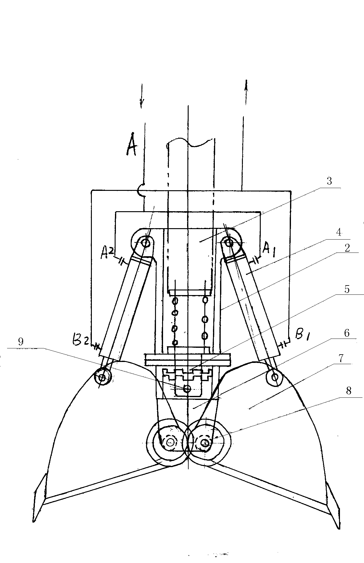 Rotary excavating pile machine double-cylinder hydraulic grab