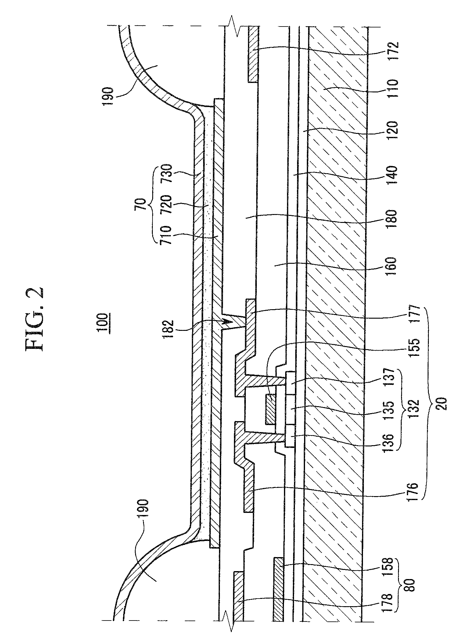 Organic light emitting diode display having differently colored layers