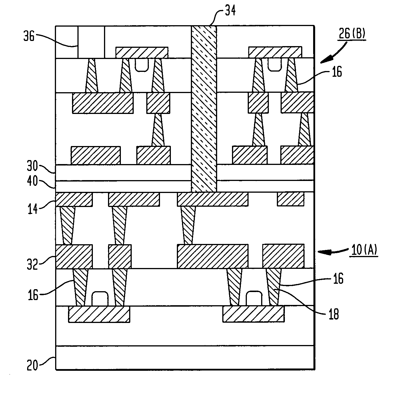 Accessible chip stack and process of manufacturing thereof