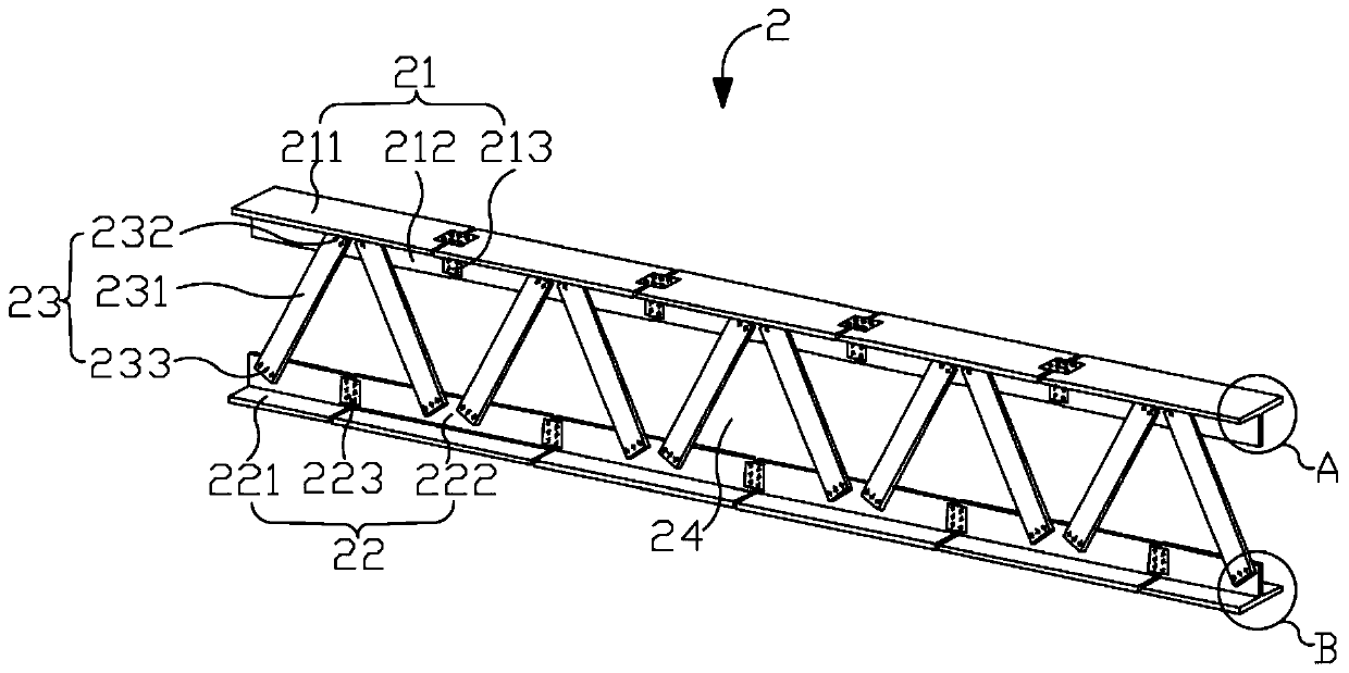 Truss type steel reinforced concrete beam with full bolted connection and construction method
