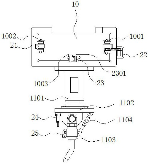 Double-section type exhaust pipe welding device capable of carrying out leakage detection on exhaust pipe