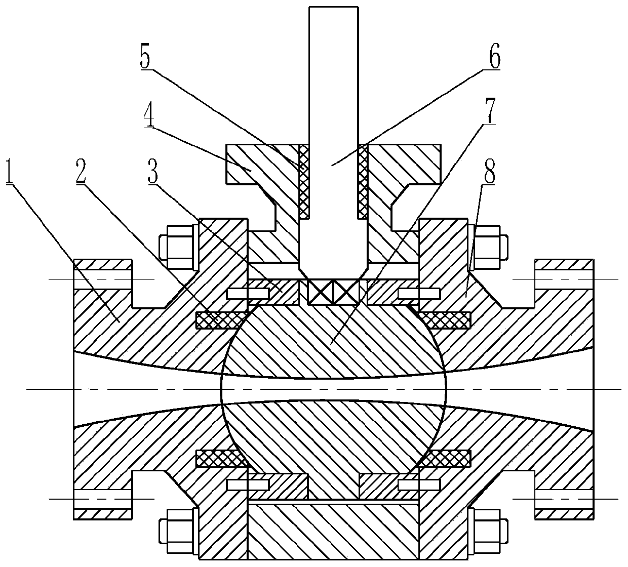 Pneumatic ball valve for hypervelocity wind tunnel throat and processing method of pneumatic ball valve