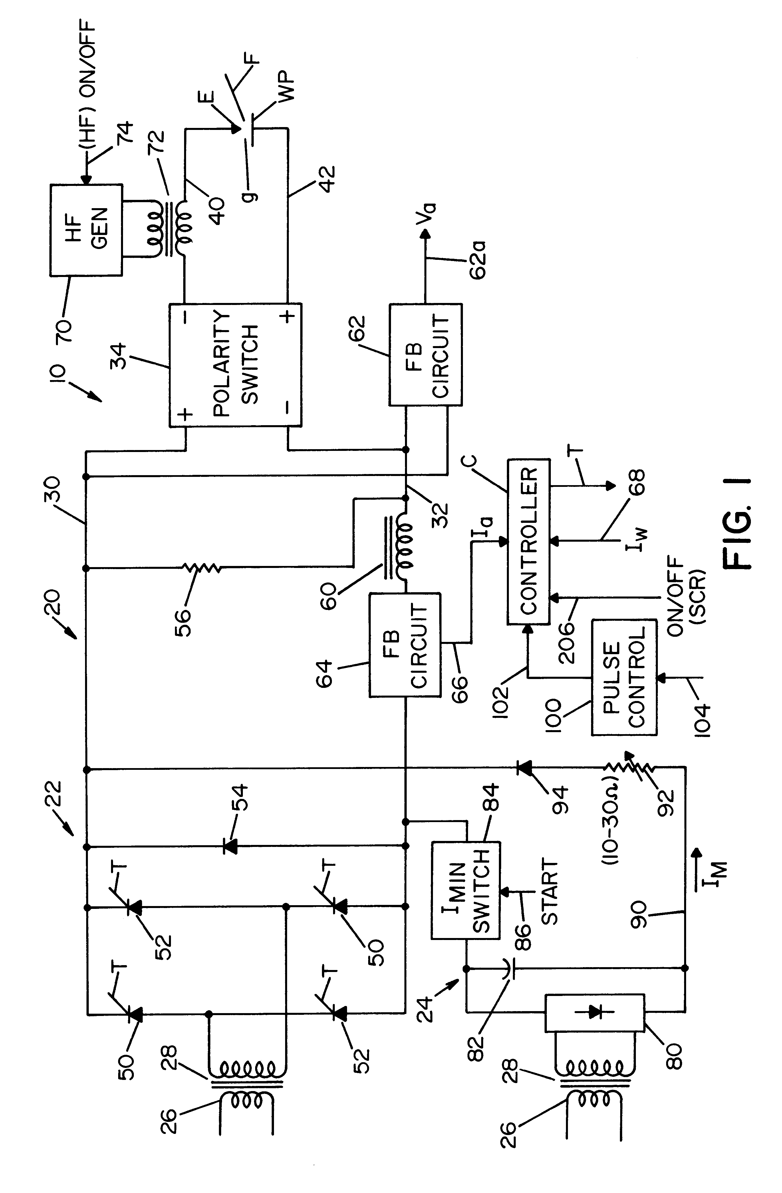 Starting and welding device for DC TIG welder and method of operating same