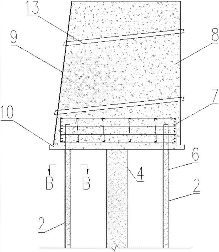 Composite anti-sliding pile wall retaining structure suitable for reservoir bank slope and construction method