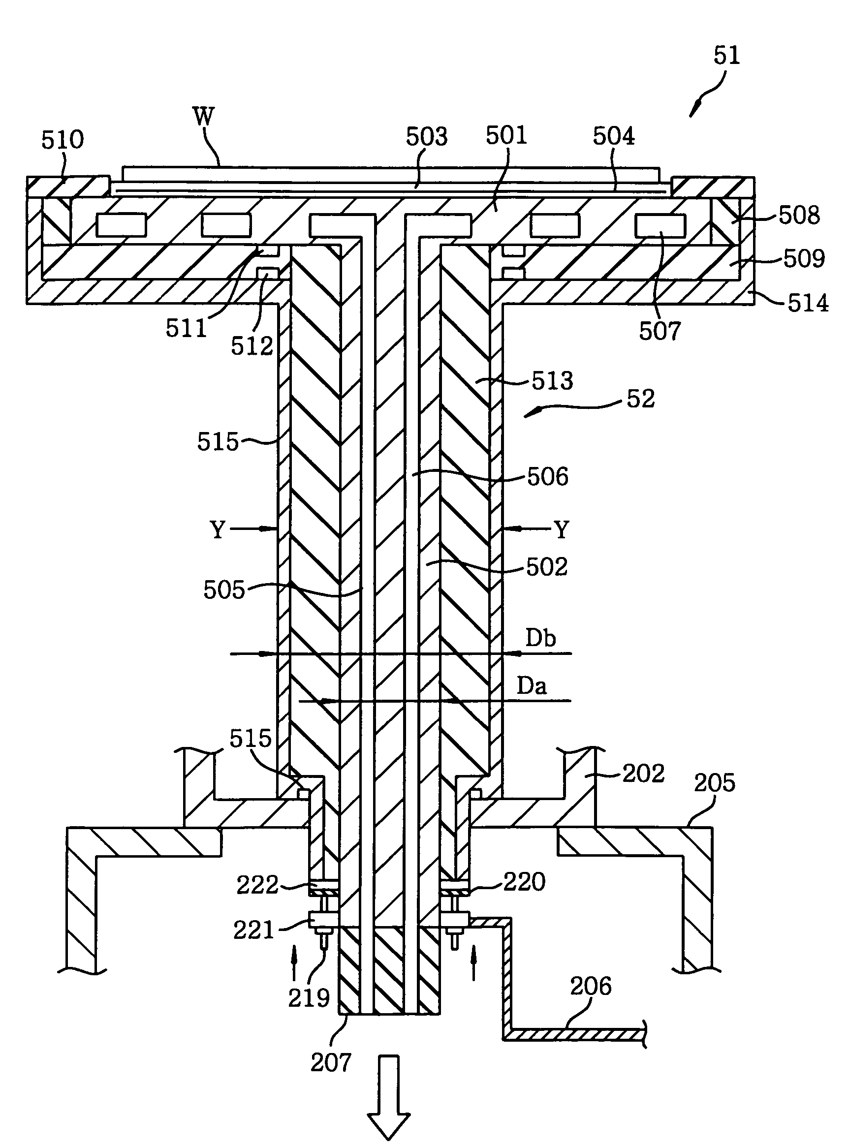 Substrate supporting structure for semiconductor processing, and plasma processing device