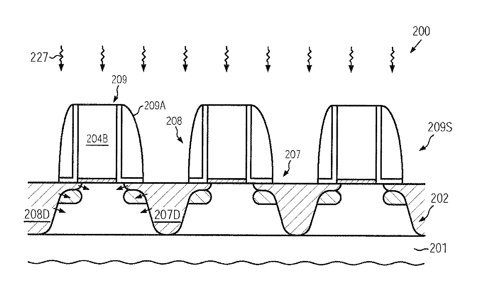 Asymmetric transistor devices formed by asymmetric spacers and tilted implantation