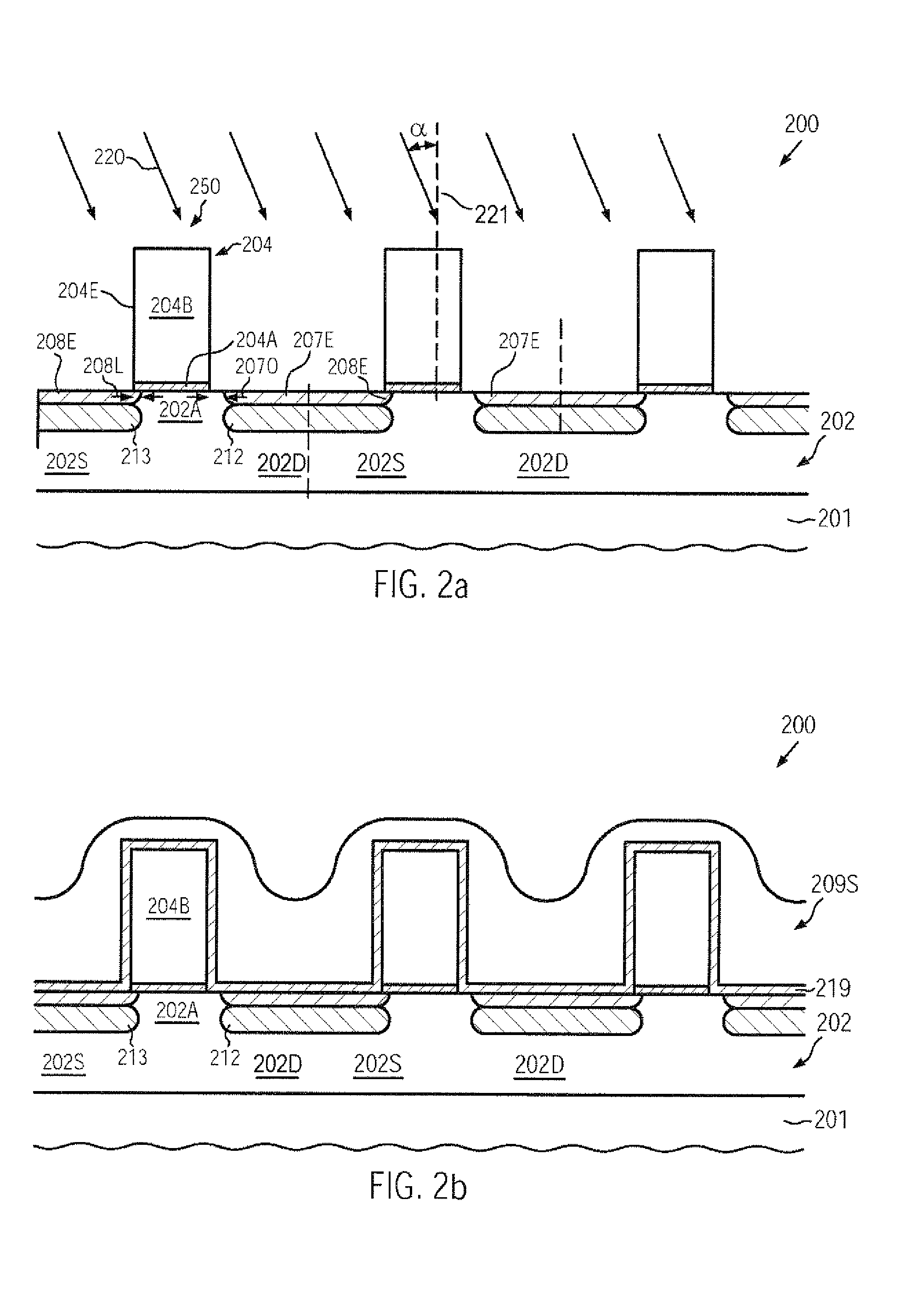 Asymmetric transistor devices formed by asymmetric spacers and tilted implantation