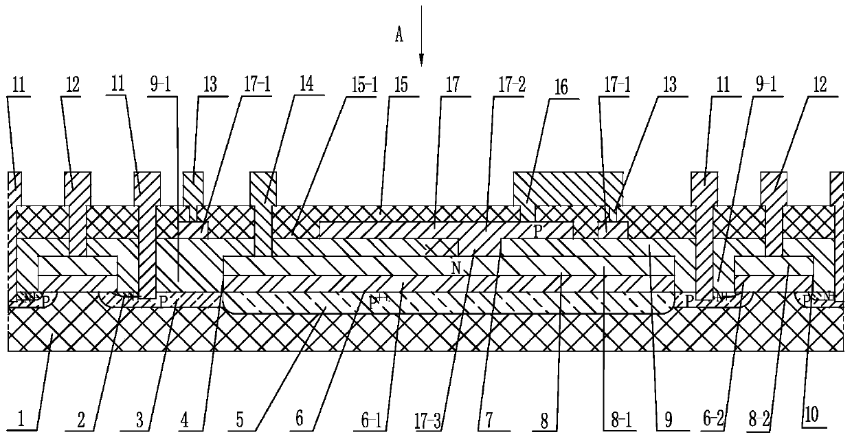 Temperature sensing diode structure integrated on transistor and its preparation method