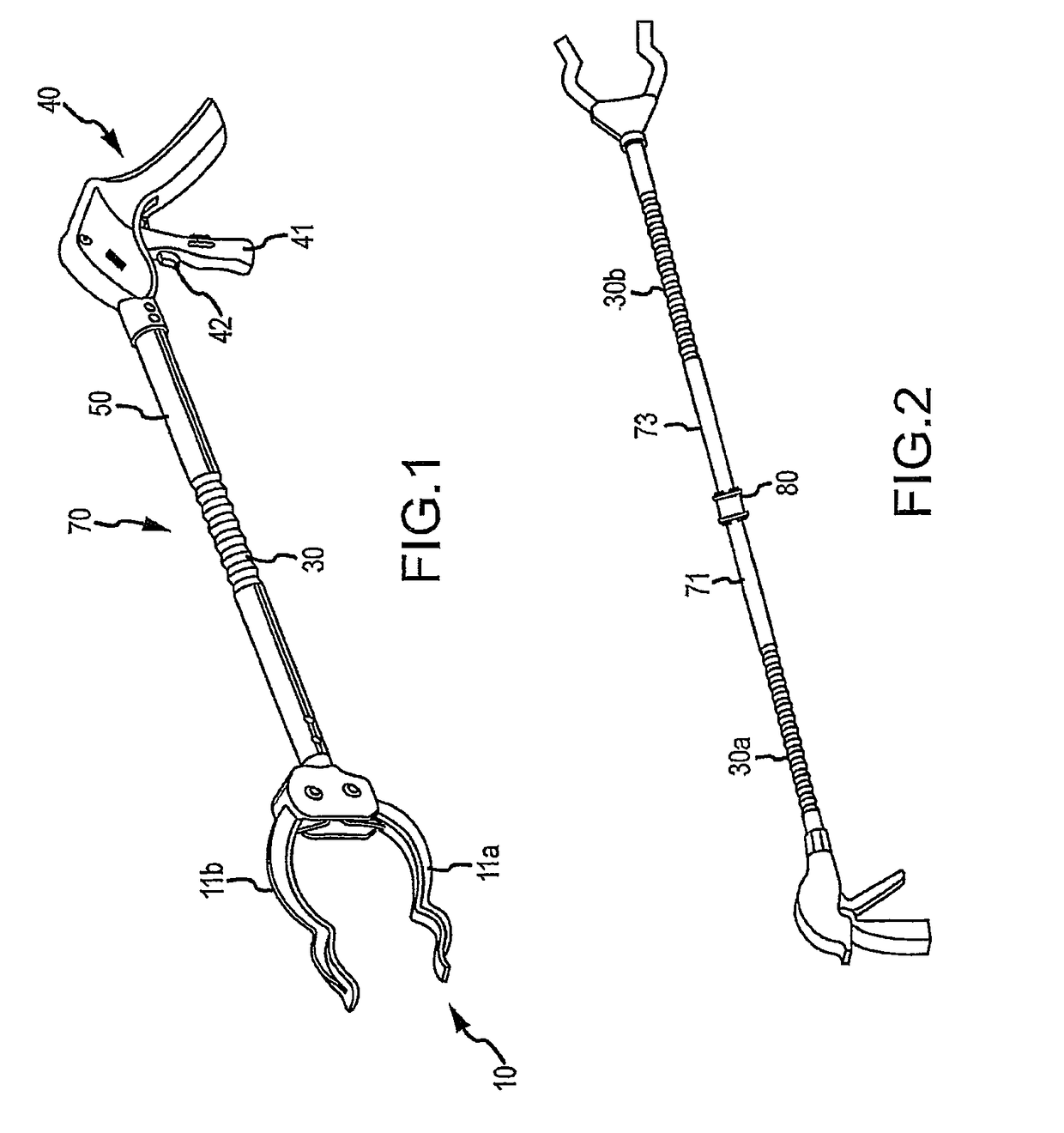 Selectively bendable remote gripping tool