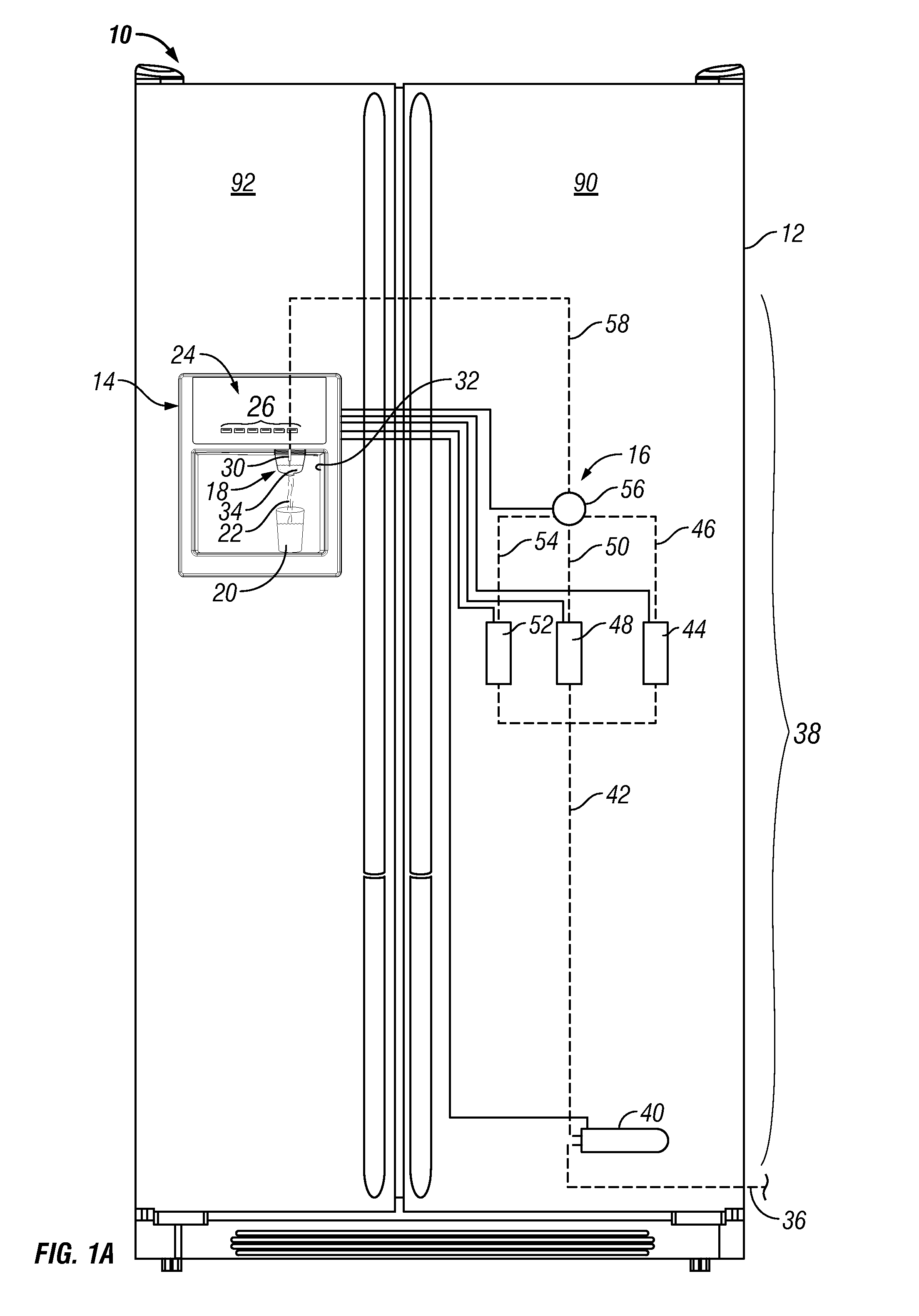 Apparatuses and methods for a refrigerator having liquid conditioning and enhancement components for enhanced beverage dispensing