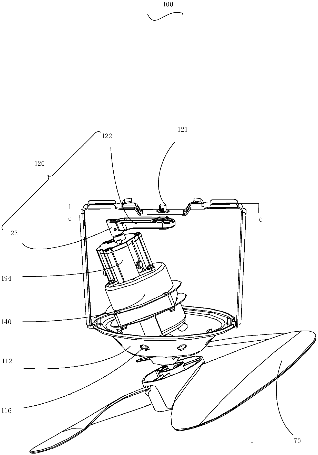 Conical pendulum mechanism and roof fan