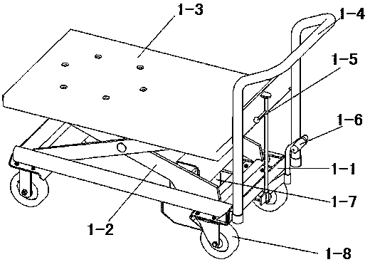 Pedal type lifting platform trolley for loading and unloading of a charging module