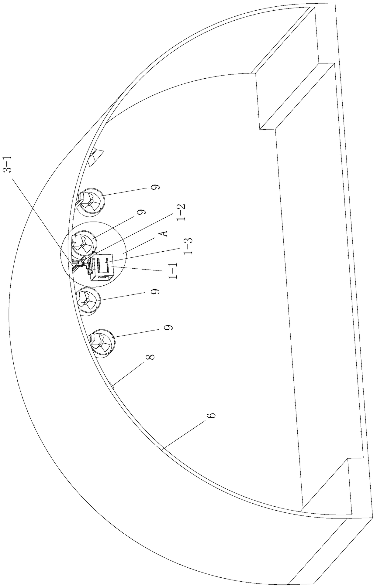 A mobile dynamic monitoring pan-tilt in a tunnel