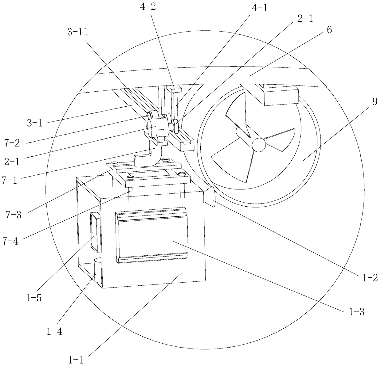 A mobile dynamic monitoring pan-tilt in a tunnel